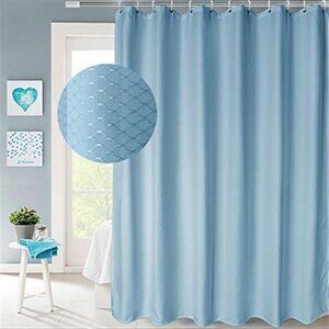 Extra Long 72x86 Inch Shower Curtain, Fabric Heavy Weight Waffle Weave Design